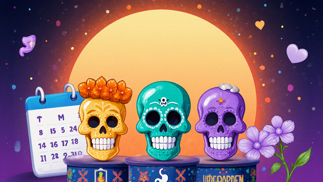 Three colorful skull‑pill characters comparing meloxicam, ibuprofen, and naproxen with icons for selectivity and dosing.